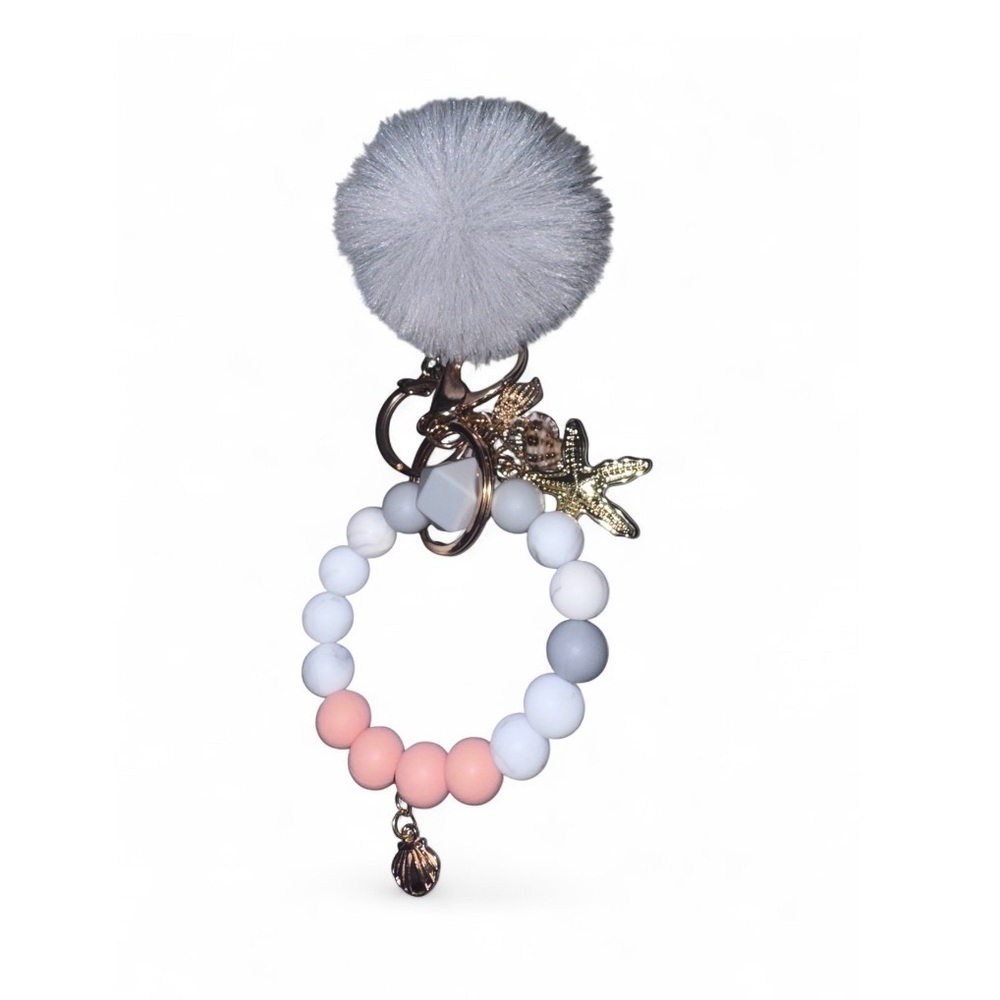 Elegant Gold and Pink Charm Bracelet Keychain - Picture 6 of 6